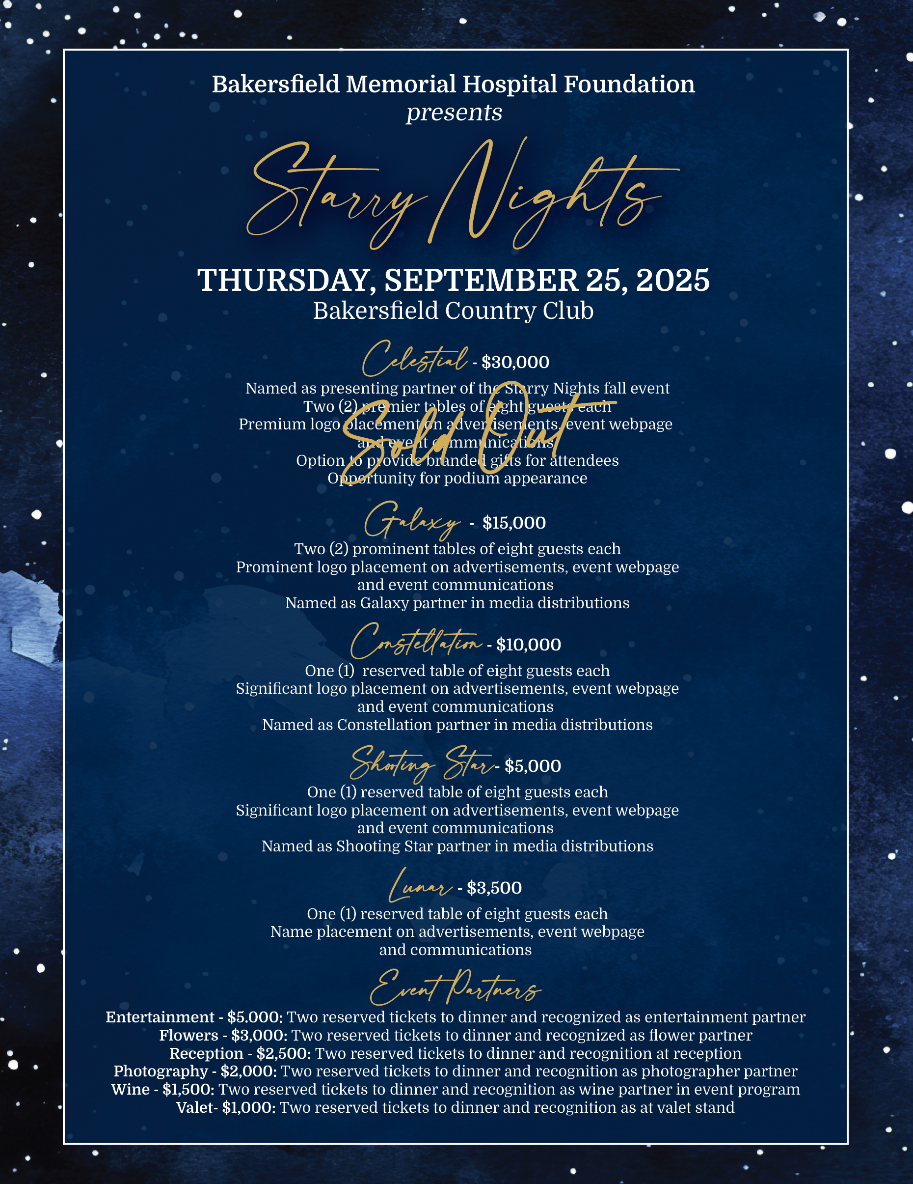 Starry Night Event Sponsors List Starry Night Event Sponsors List